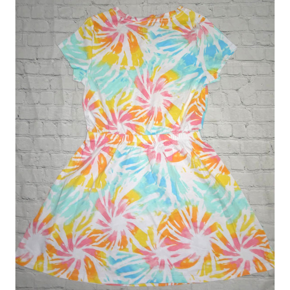 NWT Nautica Sz XL Girls Multicolor Tye Die Short Sleeve Skater Dress - Picture 2 of 8